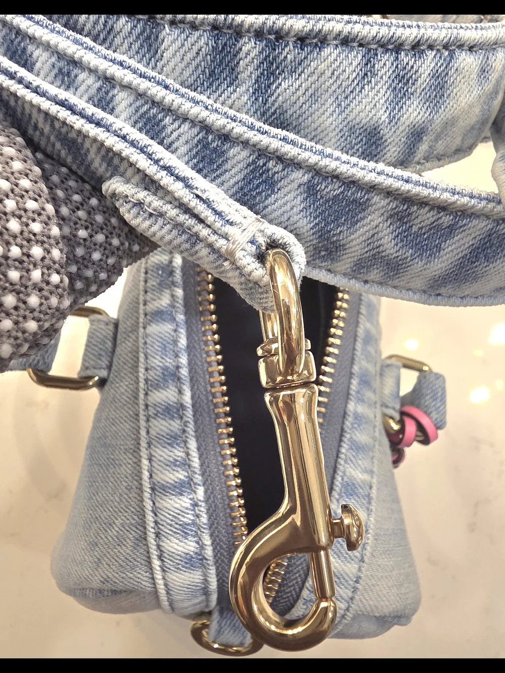 Coach Denim Satchel Bag with Yellow Tag and Pink Charm - Picture 14 of 14
